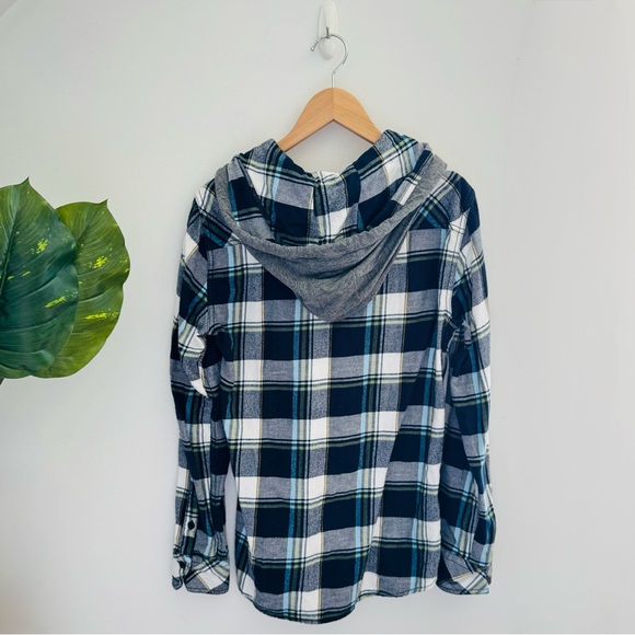 SIMONS | Plaid Button Up Hoodie 100% Cotton Size Small - Picture 3 of 5